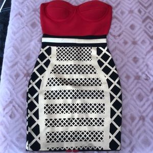 Strapless Geo Bodycon Dress